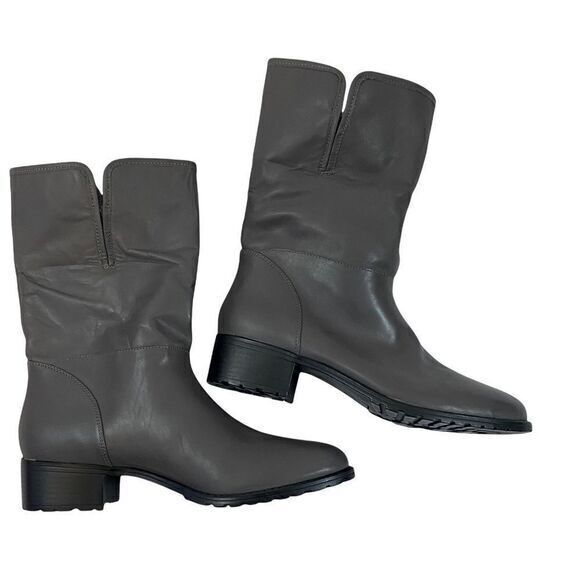 H by Halston Shoes - H by Halston Gray Leather Boots